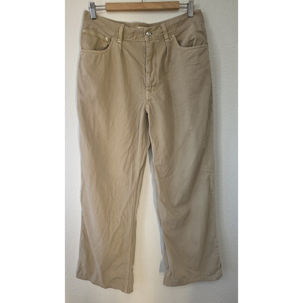 Madewell Pants Women 31 Waist Tan Cotton Wide Leg Trousers Slacks High Waist